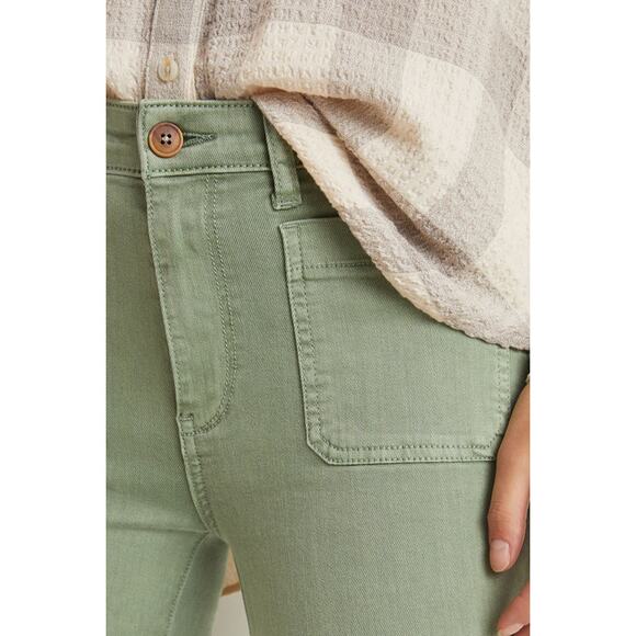 New Anthropologie Pilcro Patch Pocket Skinny Jeans $128 SIZE 28 Green Ankle Crop - Picture 2 of 4